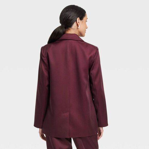 A New Day - Women's Structured Satin Blazer - A New Day Burgun Burgundy - Picture 2 of 3